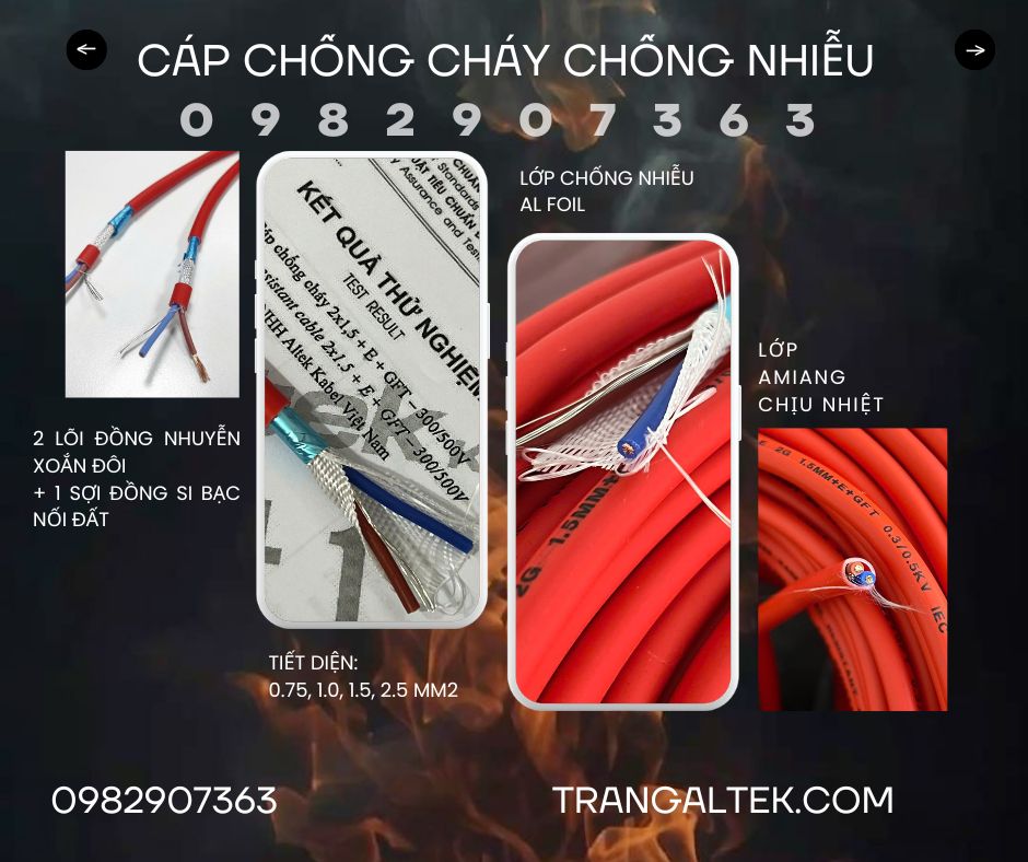 Phân phối cáp chống cháy chống nhiễu 3 miền